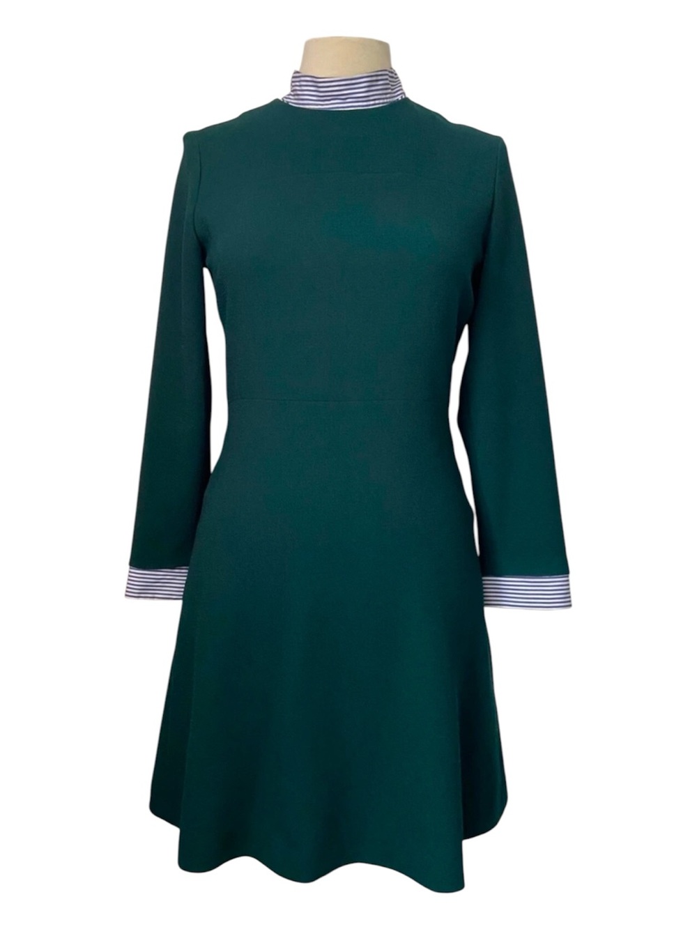 Sandro Paris TEAL collared Long Sleeve Pinstripe dress 1